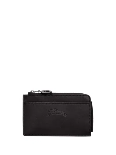 Longchamp Le Pliage Embossed Leather Cardholder In Black
