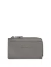 Longchamp Le Pliage Textured Leather Cardholder In Gray