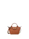 Longchamp Le Pilage Xtra Brown Medium Shoulder Strap With Removable Shoulder Strap And Embossed Lgoo On The Fr In Brown