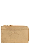 Longchamp Le Pliage Xtra Gold Leather Card Case In Gold
