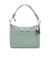 Longchamp Beaded Hobo Bag With Flap Pocket And Knotted Handle In Green