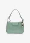Longchamp Beaded Hobo Bag With Flap Pocket And Knotted Handle