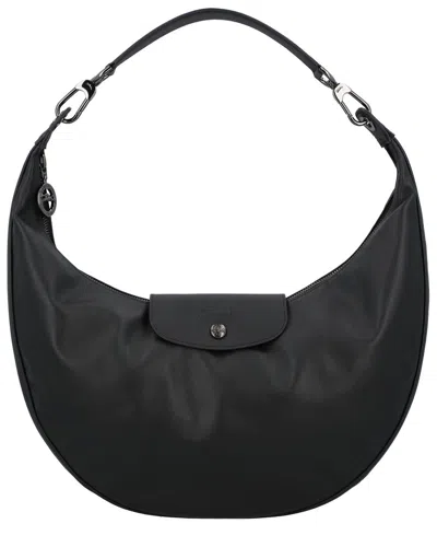 Longchamp Le Pliage Xtra Large Leather Shoulder Bag In Black