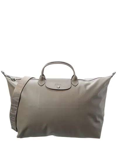 Longchamp Le Pliage Energy Large Leather Travel Bag In Grey