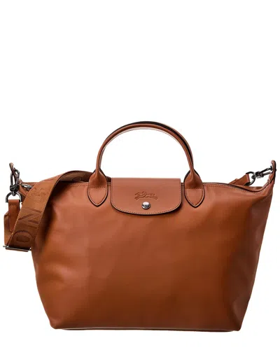 Longchamp Le Pliage Xtra Large Top Handle Canvas & Leather Bag In Brown