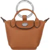 Longchamp Le Pliage Xtra Leather Airpod Bag Charm In Brown