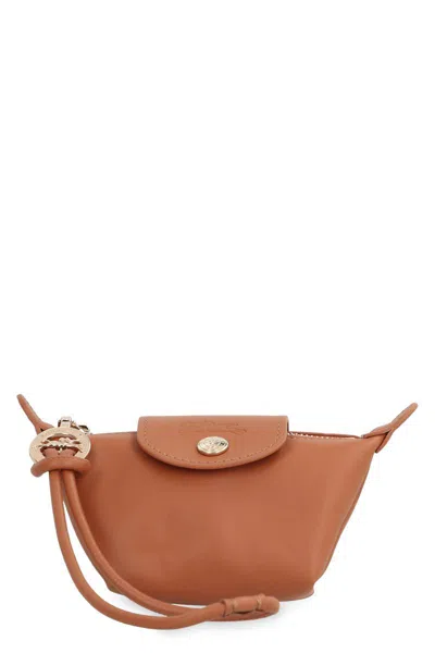 Longchamp Le Pliage Xtra Leather Coin Purse In Brown