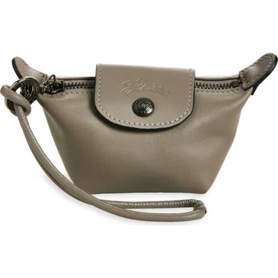 Longchamp Le Pliage Xtra Leather Coin Purse In Gray