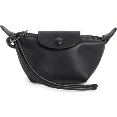 Longchamp Le Pliage Xtra Leather Coin Purse In Black