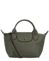 Longchamp Le Pilage Xtra Green Handbag With Adjustable And Removable Shoulder Strap And Embossed Logo On The F In Green