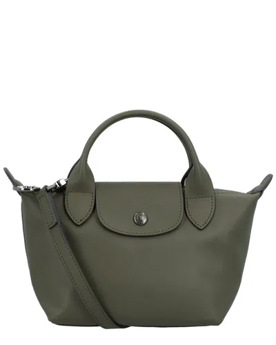 Longchamp Le Pilage Xtra Green Handbag With Adjustable And Removable Shoulder Strap And Embossed Logo On The F