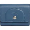 Longchamp Le Pliage Xtra Leather Flap Card Case In Blue