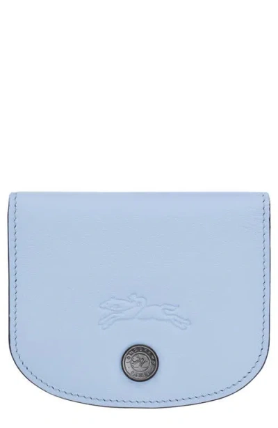 Longchamp Le Pliage Xtra Leather Flap Card Case In Blue