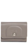 Longchamp Le Pliage Xtra Leather Flap Card Case In Gray
