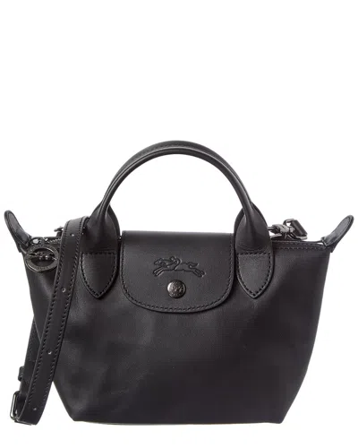 Longchamp Extra Small Le Pliage Xtra Leather Top Handle Bag In Black