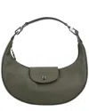 Longchamp Shoulder Bag With Adjustable Strap And Curved Shape In Green