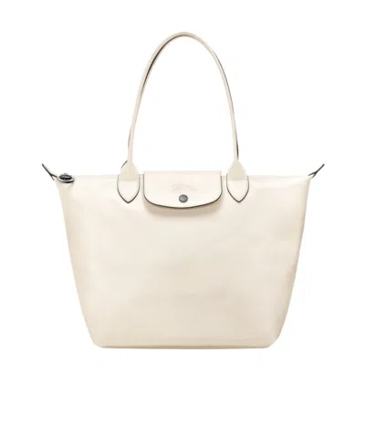 Longchamp Le Pliage Xtra Snap-buttoned Medium Tote Bag In White