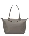 Longchamp Le Pliage Xtra Medium Leather Long Handle Tote In Grey