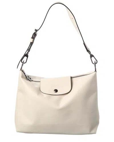 Longchamp Paper Leather Bucket Bag With Adjustable Strap In Neutral