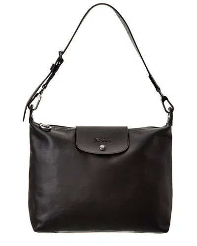 Longchamp Le Pliage Xtra Medium Leather Hobo Bag In Black