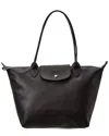 Longchamp Le Pliage Xtra Medium Leather Long Handle Tote In Black