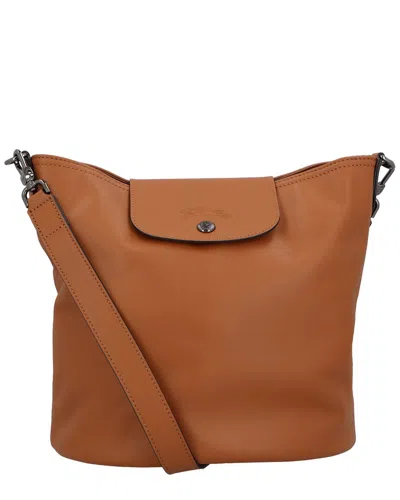 Longchamp Le Pliage Xtra Medium Leather Shoulder Bag In Brown