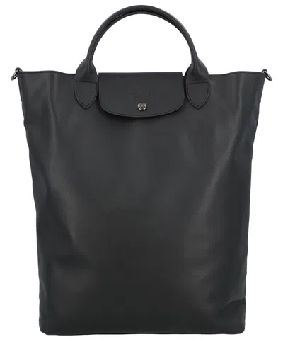 Longchamp Le Pliage Xtra Medium Leather Tote In Black
