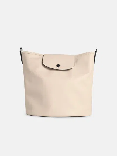 Longchamp 'le Pliage Xtra' Paper Leather Bucket Bag In White