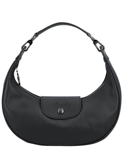 Longchamp Le Pliage Xtra Small Leather Shoulder Bag In Black
