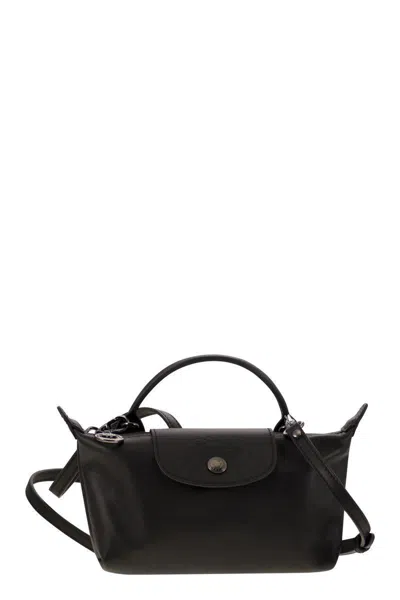 Longchamp Extra Small Le Pliage Xtra Leather Top Handle Bag In Black