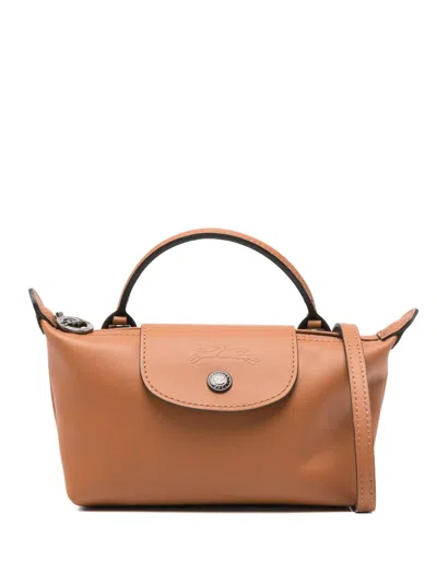 Longchamp Le Pliage Xtra Xs Embossed-logo Mini Bag In Brown