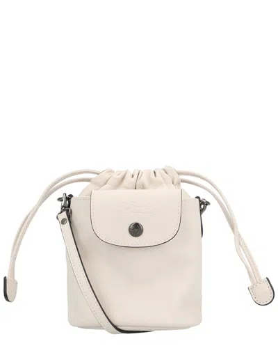 Longchamp Le Pliage Xtra Xs Leather Bucket Bag In White