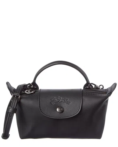 Longchamp Extra Small Le Pliage Xtra Leather Top Handle Bag In Black