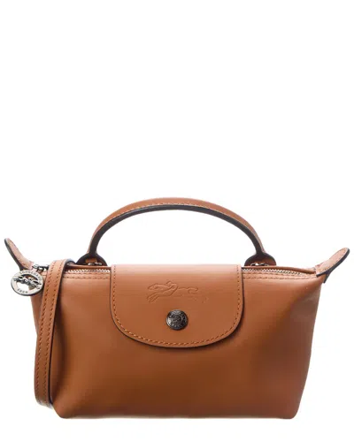 Longchamp Le Pliage Xtra Xs Leather Pouch In Brown