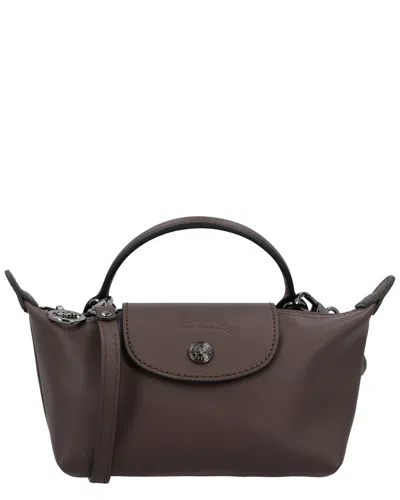 Longchamp Le Pliage Xtra Xs Leather Pouch In Grey