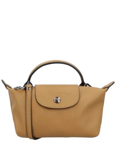 Longchamp Le Pliage Xtra Xs Leather Pouch In Sand