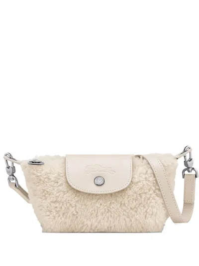 Longchamp Le Pliage Xtra Xs Shearling Mini Bag In Neutral