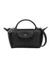 Longchamp Le Pliage Xtra Black Handbag With Embossed Logo In Leather Woman In Black