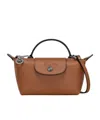 Longchamp Le Pilage Xtra Brown Medium Shoulder Strap With Removable Shoulder Strap And Embossed Lgoo On The Fr In Brown