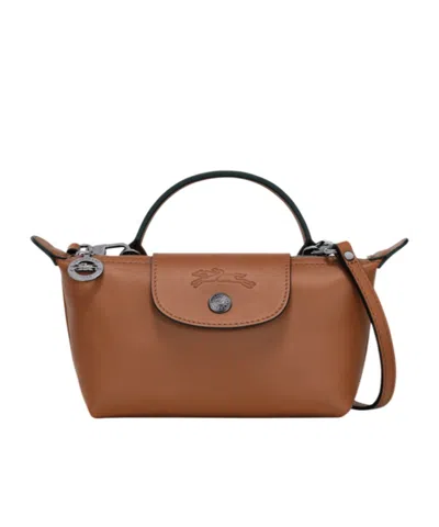 Longchamp Le Pilage Xtra Brown Medium Shoulder Strap With Removable Shoulder Strap And Embossed Lgoo On The Fr