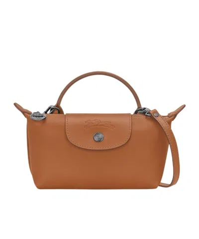 Longchamp Le Pilage Xtra Brown Medium Shoulder Strap With Removable Shoulder Strap And Embossed Lgoo On The Fr