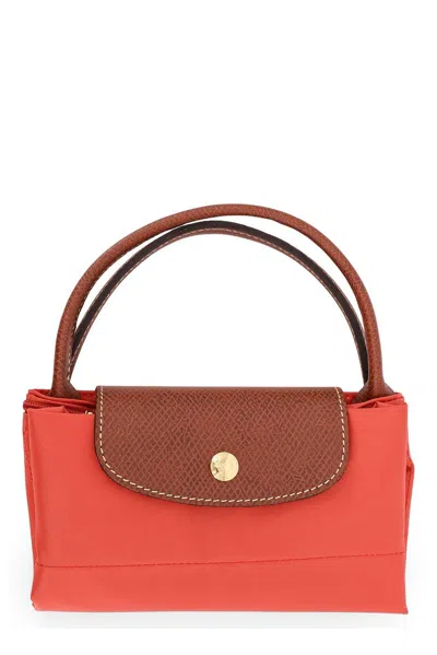 Longchamp Le Pliage Zip-up Small Tote Bag In Coral