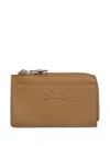 Longchamp Le Pliage Zippered Leather Cardholder In Brown