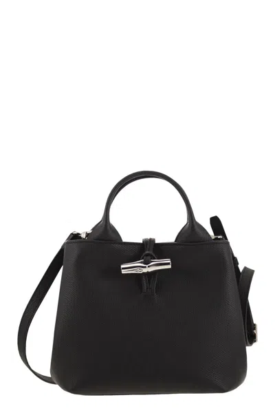 Longchamp Leather Tote Bags In Black