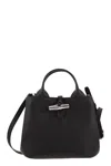 Longchamp Mini Structured Top Handle Bag With Detachable Strap In Black