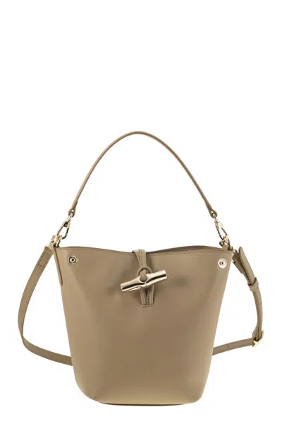 Longchamp Le Roseau Leather Bucket Bag In Purple