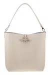 Longchamp Le Roseau Leather Hobo Bag In Sand