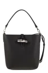 Longchamp Extra Small Le Roseau Leather Bucket Bag In Black