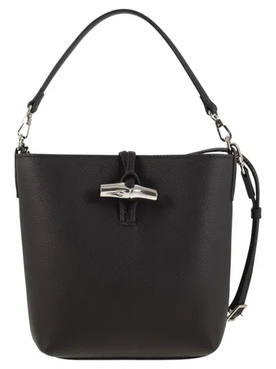 Longchamp Medium Le Roseau Leather Hobo Bag In Black