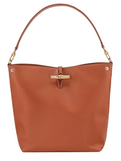 Longchamp Extra Small Le Roseau Leather Bucket Bag In Brown